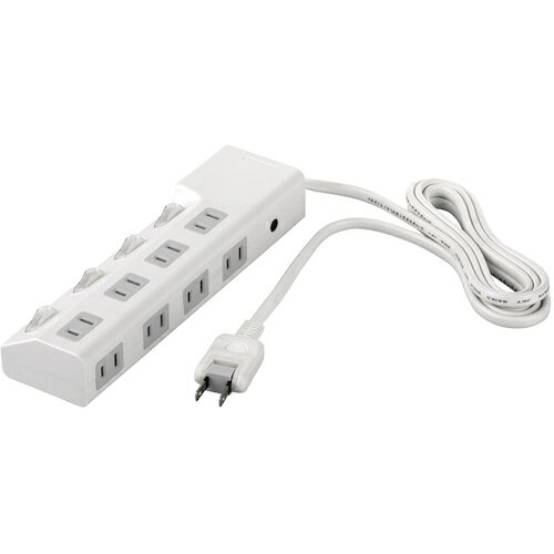 BUFFALO 2ピン式電源タップ 8個口タイプ 雷サージ防止/個別スイッチ4個付 3m ホワイト BSTAPSD2830WH ..