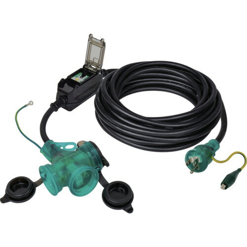 NICHIDO 防雨ポッキン延長ブレーカ10m 漏電保護専用 日動工業 工事 照明用品 コードリール 延長コード ..