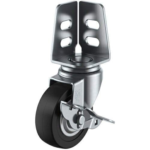 ユーエイ アングル 自在 キャスター ゴム 車輪径50mm ストッパー付き Sタイプ SA-S型 取付寸法19×19,15..