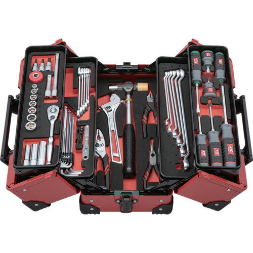 KTC 工具セット(両開きメタルケースタイプ)[56点] 京都機械工具 手作業工具 工具セット 手提げタイプ SK3562WZR(代引不可)【送料無料】