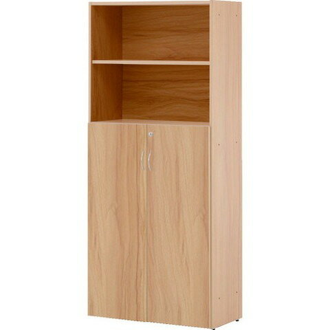 TRUSCO トラスコ 木製 上部オープン・下部両開キ書庫 W820×D424×H1850 組立式 TRHHDNA 組立品 組立設置不可(代引不可)【送料無料】