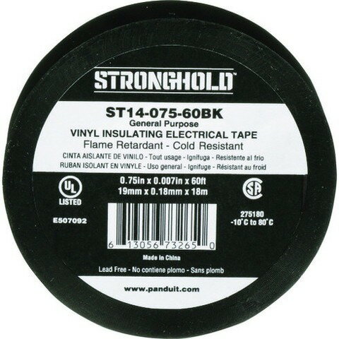 ストロングホールド StrongHoldビニールテープ 一般用途用 黒 幅19.1mm 長さ18m ST14-075-60BK ST14075..
