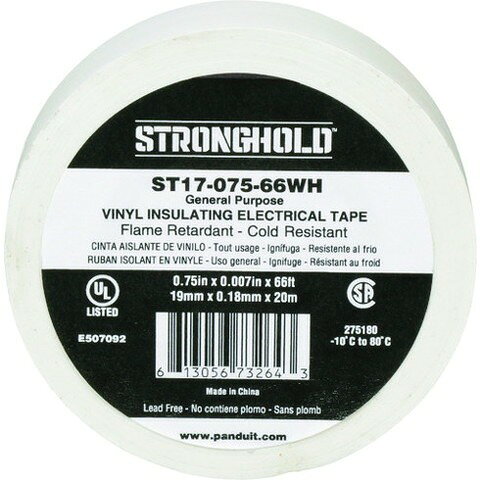 ストロングホールド StrongHoldビニールテープ 一般用途用 白 幅19.1mm 長さ20m ST17-075-66WH ST17075..