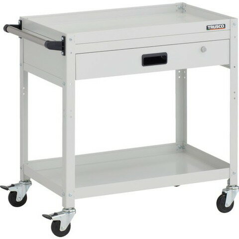 TRUSCO トラスコ ラビットワゴン 700X450XH740 2段 1段引出付 ハンドル付 ゴム車輪 W色 RBW772VHW(代引..