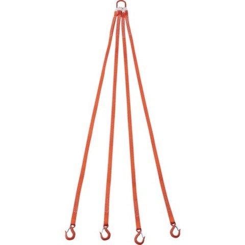 TRUSCO トラスコ 4本吊ベルトスリングセット 25mm幅X2m 吊リ角度60°時荷重0.86t(最...