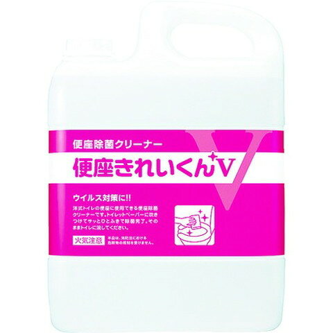 【商品詳細】●エタノールを主成分とした便座除菌クリーナーです。●トイレットペーパーに含ませ便座を拭き取った後、ペーパーはそのままトイレに流せます。●原液で使用してください。●便座の洗浄、除菌に。●容量(L)：5●香り：無香料●無香料材質／仕上●容器(ボトル・袋・キャップ):PE注意●火気注意JANコード 4987696502741【代引きについて】こちらの商品は、代引きでの出荷は受け付けておりません。【送料について】北海道、沖縄、離島は送料を頂きます。