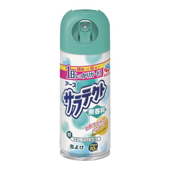 【商品スペック】■特長・お肌のベトツキ感を抑えたパウダーINタイプです。・三つ穴スプレーでとび散りが少なく、つけたいところにムラなくスプレーできます。・マダニに対する忌避効果もあります。・朝使って夜まで　1日しっかりガード。独自の虫よけロングキープ処方・サラサラやさしいつけ心地＆むせにくい。まんまる粒子のパウダーが虫よけ成分を包み込んでいるから、お肌サラサラやさしいつけ心地＆効きめ長持ち。・舞い上がりが少ない3つ穴噴口なので、むせにくくつけたい所にムラなくスプレーできます。・皮膚アレルギーテスト済み。※全ての方にアレルギーが起きないとういうわけではありません。■用途・虫よけ剤。・蚊、ブユ（ブヨ）、アブ、ノミ、イエダニ、マダニ、サシバエ、トコジラミ（ナンキンムシ）、ヤマビルの忌避■仕様・効果持続目安：約24時間・容量(ml)：100・タイプ：蚊用・香り：無香料■仕様2■材質／仕上・1缶(100mL)中ディート2g（原液換算10％）・無水ケイ酸、DPG、ヒアルロン酸Na(2)、アスコルビン酸(ビタミンC)、加水分解コラーゲン末、ステアロイルフィトスフィンゴシン(セラミド)、グリセリン脂肪酸エステル、無水エタノール、LPG、その他1成分・第一石油類　危険等級2　水溶性　エタノール　20mL■セット内容／付属品■原産国日本【代引きについて】こちらの商品は、代引きでの出荷は受け付けておりません。【送料について】北海道、沖縄、離島は別途送料を頂きます。