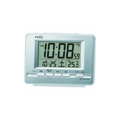 SEIKO ピクシス電波目ザマシ時計 銀色メタリック 90×123×46mm NR535W セイコータイムクリエーション(株) オフィス備品 時計(代引不可)