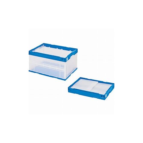 積水 折リタタミコンテナ エコタイプ フタ無シ 透明×ダークブルー 75リットル 透明青 STS7DB 積水テク..