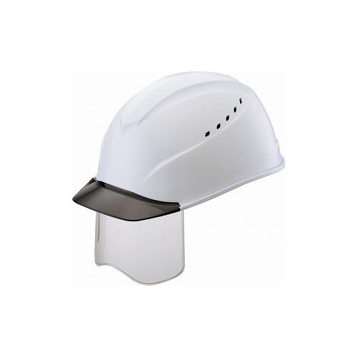 タニザワ エアライトS搭載ヘルメット(ブラック透明ヒサシ・溝・通気孔・シールド付) 白色 1230VJ-SH-V7..