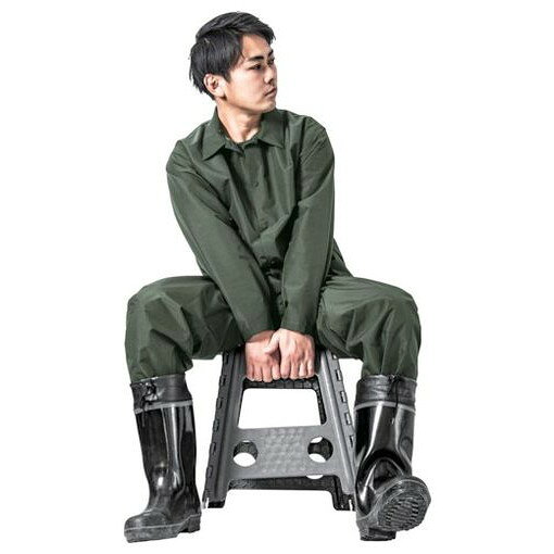 【商品スペック】特長●作業着でありながら、オフィシャルとカジュアルのどちらでも着られる襟付きスタイルです。用途●現場で働く作業員に。●雨天時、屋外で使用。仕様●色：ダークグリーン●サイズ：L●身長(cm)：170〜180●胸囲(cm)：90〜98●ウエスト(cm)：78〜88●股下(cm)：79●耐水圧：10000mm［［H2O］］●着丈(cm)：71仕様2●低価格×コストパフォーマンス材質／仕上●ポリエステル100%　TPUラミネートセット内容／付属品注意【代引きについて】こちらの商品は、代引きでの出荷は受け付けておりません。【送料について】北海道、沖縄、離島は別途送料を頂きます。