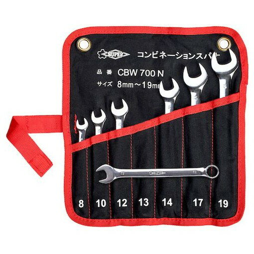 【商品スペック】特長●めがねとスパナで本締めにも対応しています。用途仕様●セット内容：CBW8N,CBW10N,CBW12N,CBW13N,CBW14N,CBW17N,CBW19N●付属品：専用袋●厚さ(mm)T1：-●厚さ(mm)T2：-●適合トミーバー：-●セット内容(点)：7●二面幅寸法(インチ)：-●軸(mm)：-●セット内容(インチ)：-●セット内容(mm)：8,10,12,13,14,17,19仕様2●総ミガキ仕上げ材質／仕上●クロムバナジウム鋼●表面処理：ニッケルクロムメッキセット内容／付属品注意【代引きについて】こちらの商品は、代引きでの出荷は受け付けておりません。【送料について】北海道、沖縄、離島は別途送料を頂きます。
