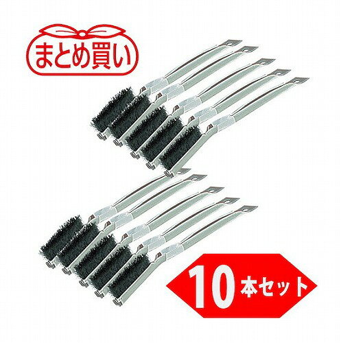 【商品スペック】特長●10本入のお買い得パックです。●ハンドル部が持ちやすく、金属でできているので破損しにくくなっています。用途●溶接の前後処理、ペンキはがし、サビ落とし。仕様●毛材：ワイヤ鋼線●行数(行)：1●線径(mm)：0.30●植付(mm)：65●毛丈(mm)：18●全長(mm)：270●幅(mm)：25●厚さ(mm)：10仕様2材質/仕上セット内容/付属品注意●2018年より金柄の色がホワイト塗装からシルバーメッキ仕様に変更となっております。【代引きについて】こちらの商品は、代引きでの出荷は受け付けておりません。【送料について】北海道、沖縄、離島は別途送料を頂きます。