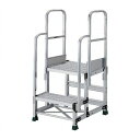 TRUSCO アルミ製作業用踏台 グレーチングタイプ 2段 高サ0.5m 天板寸法500×400 段高250mm 階段両手スリ付キ TRUSCO TSFGR25...