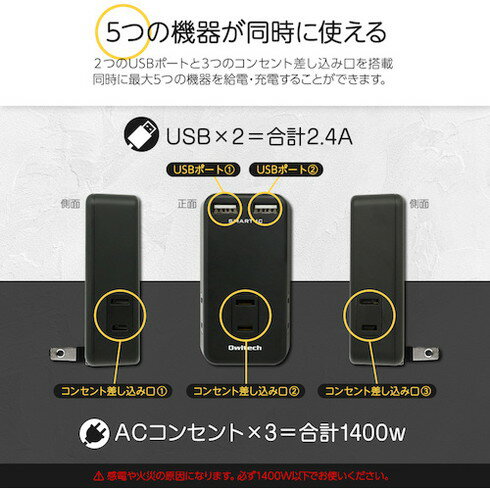 オウルテック USBポート付キ OAタップ USBポート2ポート コンセント3口 ホワイト オウルテック OWLACUS2A3WH オフィス 住設用品 OA用品 周辺機器(代引不可)