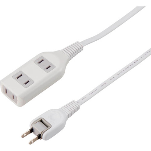 YAZAWA 耐トラ付タップ3個口2mホワイ�