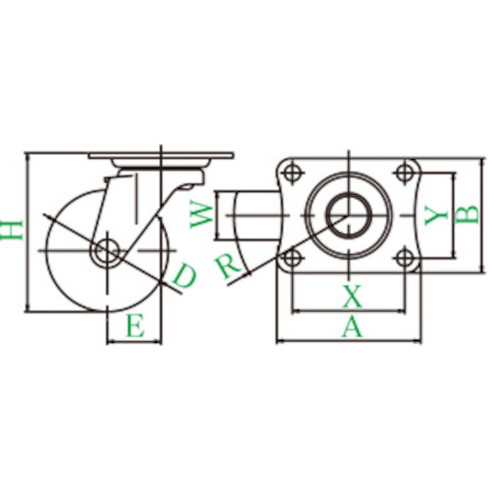 ユーエイ キャスター自在車 径50ゴム車輪 ユーエイ LG50R 金物 建築資材 キャスター プレート式ゴム車(代引不可)