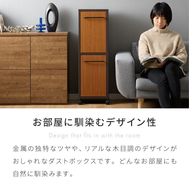 セトクラフト ゴミ箱 分別 縦型 2段 ガルバリウム鋼板&ステンレス おしゃれ キッチン ふた付き 2分別 大容量 ワゴン 40L ダストボックス リビング ペダル ごみ箱 足踏み 新生活(代引不可)【送料無料】 [2]