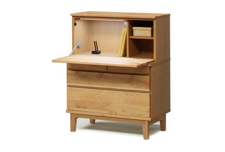 リコメン堂の【国産 大川家具 完成品】 ライティングビューロー 幅90cm 木目 木製 タンス チェスト おしゃれ 日本製(代引不可)【送料無料】｜アングル2