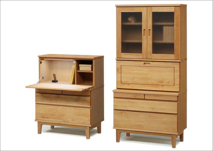 リコメン堂の【国産 大川家具 完成品】 ライティングビューロー 幅90cm 木目 木製 タンス チェスト おしゃれ 日本製(代引不可)【送料無料】｜アングル3