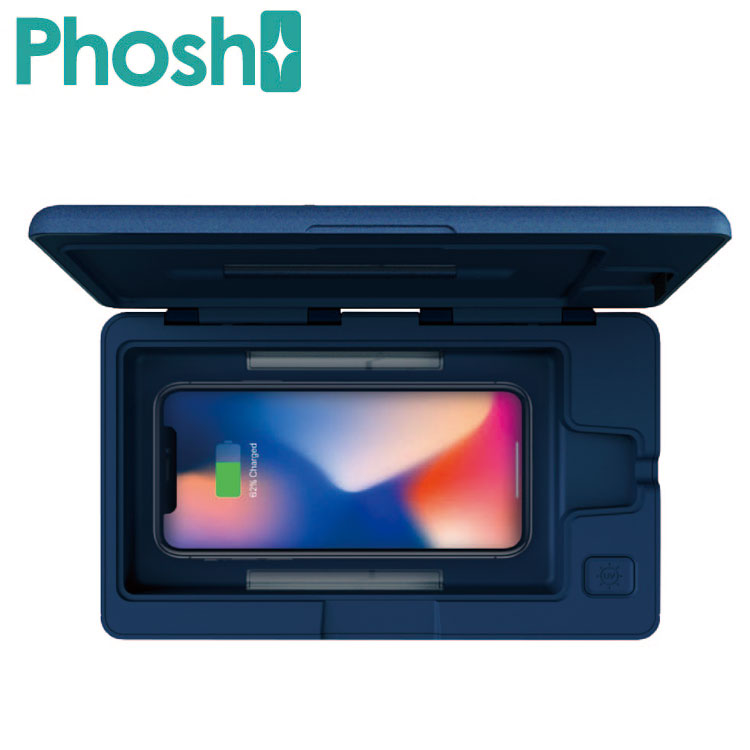 Phosh(フォッシュ)Qi+ USBモデル 時計 電波時計 置き時計 クロック アラーム 除菌 スマートフォン アクセサリー PS-01