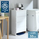 ランドリー収納 完成品 国産 幅55cm 薄型 ロータイプ 収納 隙間収納 ランドリーラック ストッパー付き引き出し オープン棚板 耐震ダボ チェスト 省スペース 隙間 大川家具(代引不可)【送料無料】