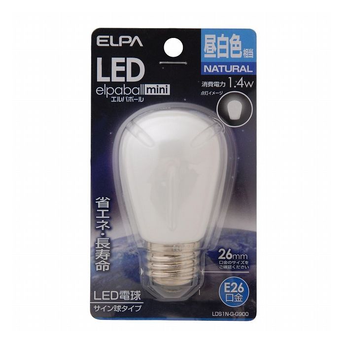 Small Light Bulbs - LED電球サイン球E26 LDS1N-G-G900 エルパ ELPA 朝日電器