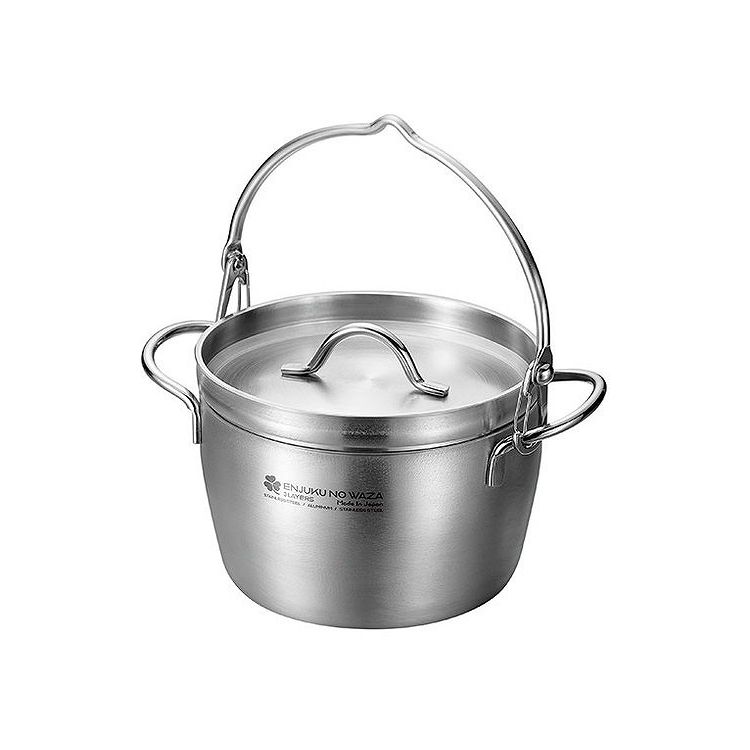■内容（サイズ等）約155×212×110mm（本体高さ：90mm）（ツル含む高さ：約200mm）■容量約1.4L■材質鍋本体：ステンレス鋼、アルミニウム（三層構造）（底の厚さ2.0mm）蓋・ハンドル・ツル：ステンレス鋼■生産国日本■使用熱源ガス・100V・200V IH調理器OK■その他熱の伝わりの良いアルミ芯三層構造。焚火、炙り火にも使用でき、蓋はステンレス3mm厚と重いので、アウトドアの炊き込みや煮込み調理に最適です。【代引きについて】こちらの商品は、代引きでの出荷は受け付けておりません。【送料について】北海道、沖縄、離島は送料を頂きます。LINK6インチ6インチ/ツル付