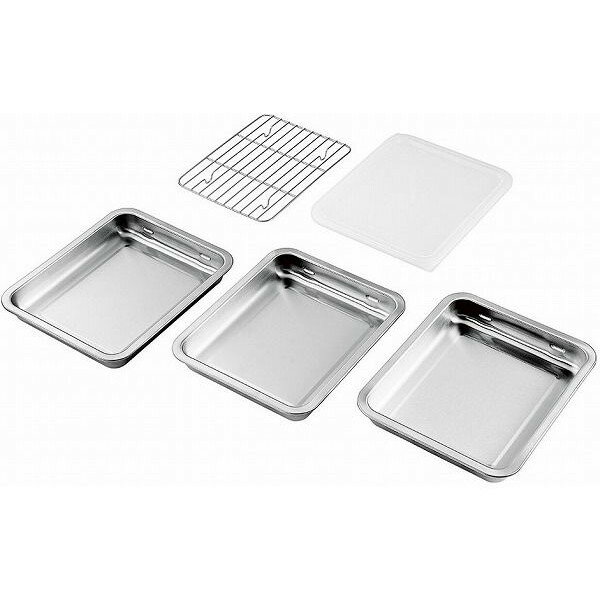 日本製 燕三条 ステンレスバット3枚 (フタ・アミ付)(代引不可)【送料無料】