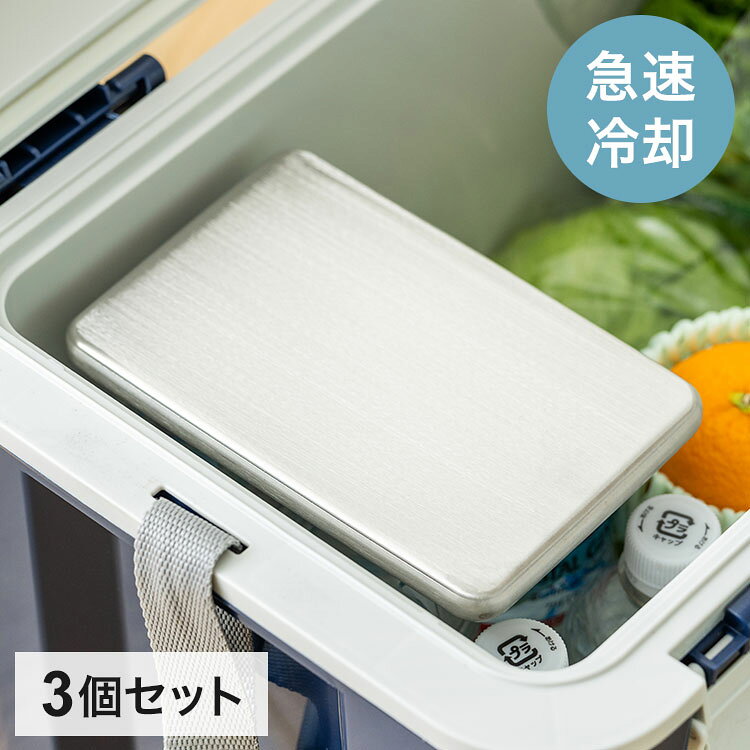 ステンレスアイスパック 3個セット【商品名】長く使えるステンレスの保冷剤。14分で−9℃！クーラーバッグの中がすぐ冷えます。（メーカー調べ。）凍結まで3〜4時間。中の保冷液がすばやく冷えて半日待たずに使えます。腐食やカビに強いステンレス製で、清潔に長く使えます。汚れてもさっと水洗いできて、お手入れ簡単。厚さ1.3cmでかさばらず、さっとすき間に入れることができます。【冷却時間・保冷時間】冷却時間：冷凍庫に入れて約3〜4時間保冷時間：クールバッグ内で約4時間半（室温約26度）※使用状況により異なります。【サイズ(約)】幅17.5cm × 奥行き11.6cm × 厚み1.3cm約444.5g【材質】(本体)ステンレス鋼(内容物)精製水・エタノール【生産国】中国【備考】お手入れ方法：水洗いをし、よく乾燥させてください冷凍時は、必ず寝かせた状態で凍らせてください。凍傷になるおそれがありますので、直接肌に当てることはおやめください。【送料について】北海道、沖縄、離島は送料を頂きます。ステンレスアイスパック1個単品2個セット3個セット4個セット