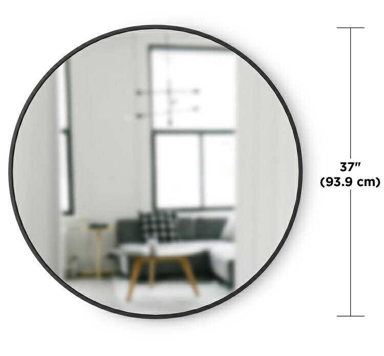 鏡 ハブミラー 94×94cm ブラック umbra アンブラ ウォール ミラー 壁掛け 鏡 インテリア 姿見 丸型 黒 玄関 寝室 デザイン レイアウト ギフト プレゼント(代引不可)【送料無料】 [2]