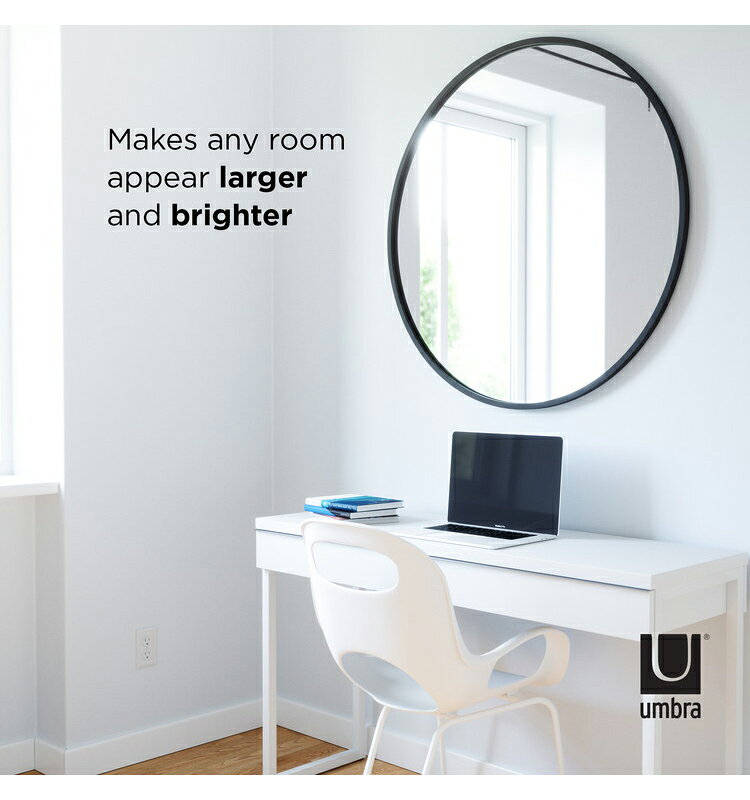鏡 ハブミラー 94×94cm ブラック umbra アンブラ ウォール ミラー 壁掛け 鏡 インテリア 姿見 丸型 黒 玄関 寝室 デザイン レイアウト ギフト プレゼント(代引不可)【送料無料】 [3]