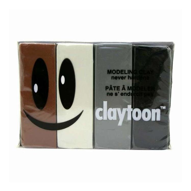 MODELING CLAY(モデリングクレイ) claytoon(クレイトーン) カラー油粘土 4色組(ニュートラル) 1Pound 3個セット(代引不可)