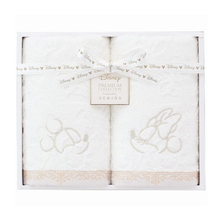 内野 ディズニー プレミアム フェイスタオル2枚セット ホワイト WF30876 日用品雑貨 文房具 手芸 タオル セット キャラクタータオル【ポイント10倍】【送料無料】