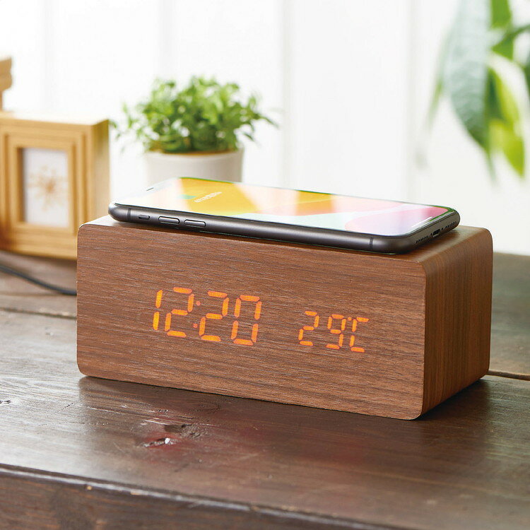 アイトック ワイヤレス充電機能付クロック 6180-23 インテリア 寝具 収納 時計【ポイント10倍】【送料無料】 [2]
