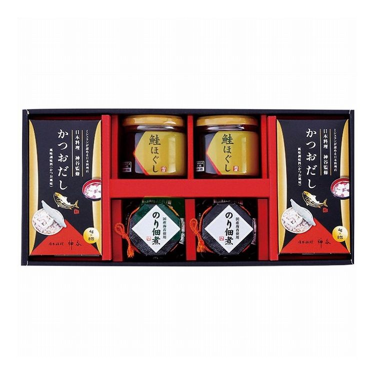 【商品詳細】ミシュランが認める日本料理店「神谷」監修の味を家庭でもおたのしみください原材料:【鮭ほぐし】鮭（国産）、大豆たん白、植物油、食塩、鮭エキス、蛋白加水分解物、醤油、昆布エキス、かつおエキス、酵母エキス/ソルトビール、調味料（アミノ...