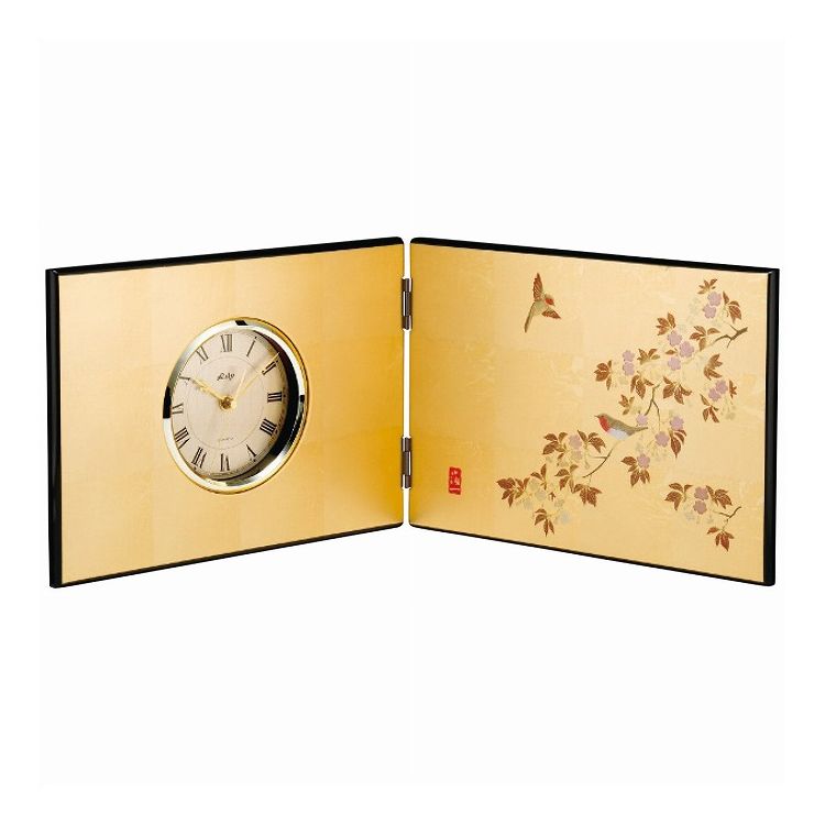 箔一 花見鳥 屏風時計 箔一 A132-06011 時計【ポイント10倍】【送料無料】