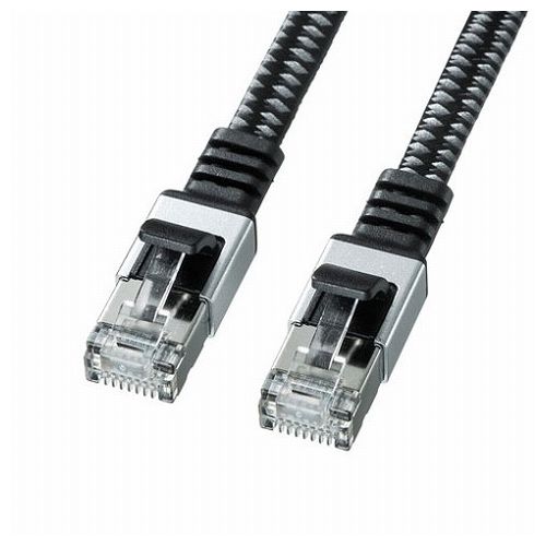サンワサプライ カテゴリ6AメッシュフラットLANケーブル KB-FL6AME-10BK(代引不可)【メール便配送】【送料無料】(2.0)