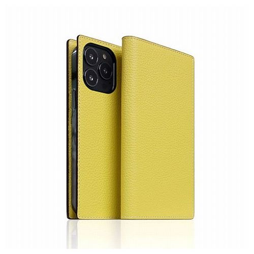 SLG Design Neon Full Grain Leather Diary Case for iPhone 13 Pro 手帳型ケース レモ(SD22122i13PLM) 目安=△