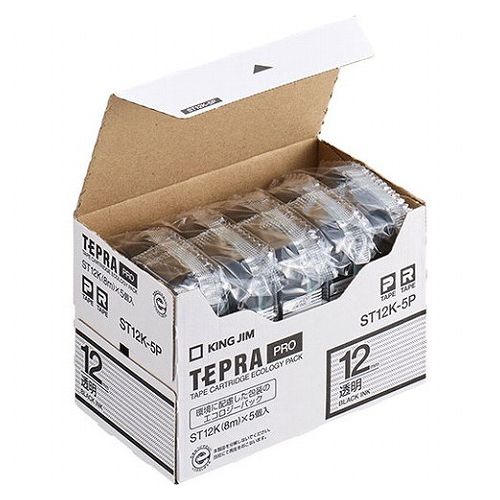 キングジム テプラPROテープエコパック 透明ラベル5個入 ST12K-5P(代引不可)【送料無料】