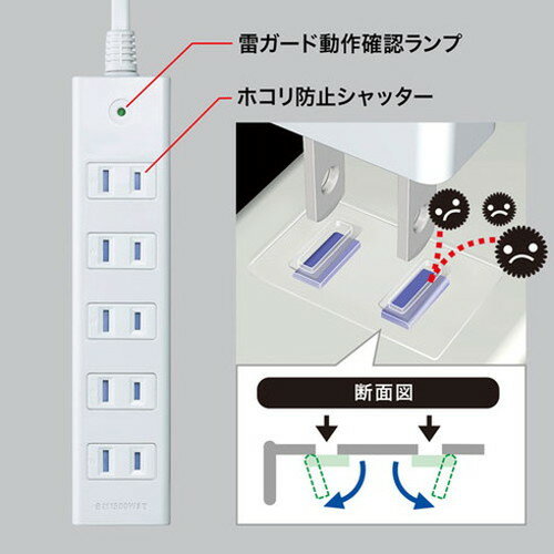 【5個セット】 サンワサプライ 雷ガードタップ TAP-SP2116MG-3WNX5(代引不可)【送料無料】