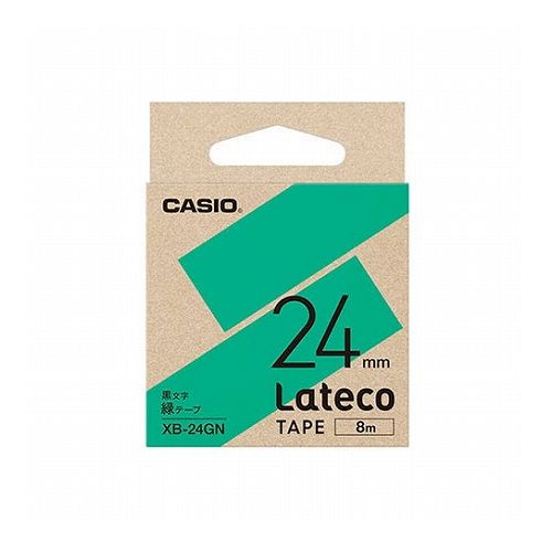 カシオ計算機 Lateco専用詰替用テープ/緑に黒文字/24mm XB-24GN(代引不可)