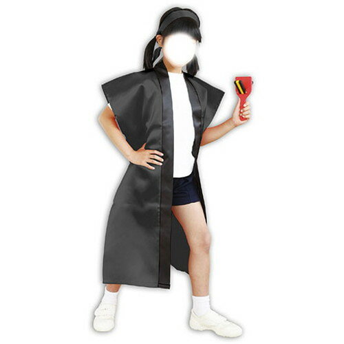 ARTEC サテンロングハッピ 黒 S(ハチマキ付) ATC1146(代引不可)