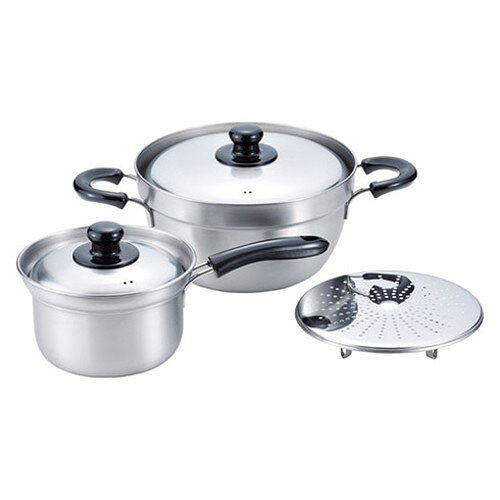Ih Compatible - 燕三 IH対応ふきこぼれにくい片手鍋16cm&両手鍋23cm 目皿付 22302003(代引不可)【送料無料】