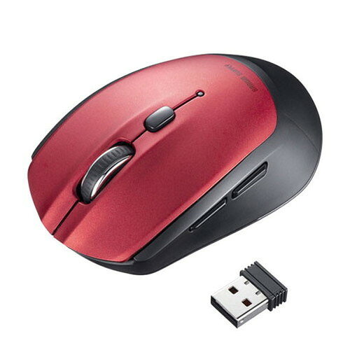 Ball Type Mouse - サンワサプライ ワイヤレスブルーLEDマウス 5ボタン レッド MA-WB509R(代引不可)