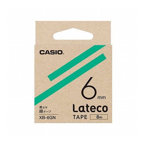 【5個セット】 カシオ計算機 Lateco 詰め替え用テープ 6mm 緑テープ 黒文字 XB-6GNX5(代引不可)【送料無料】