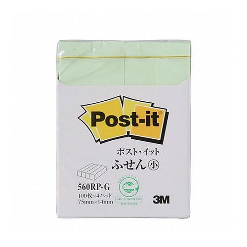 Label Paper - 【10個セット】 3M Post-it ポストイット 再生紙 ふせん小 グリーン 3M-560RP-GX10(代引不可)【送料無料】
