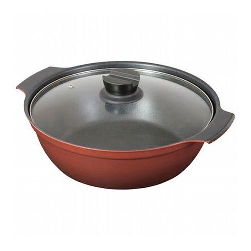 玻璃锅 - パール金属 旨味 ふっ素加工IH対応ガラス蓋付卓上鍋26cm HB-6965(代引不可)
