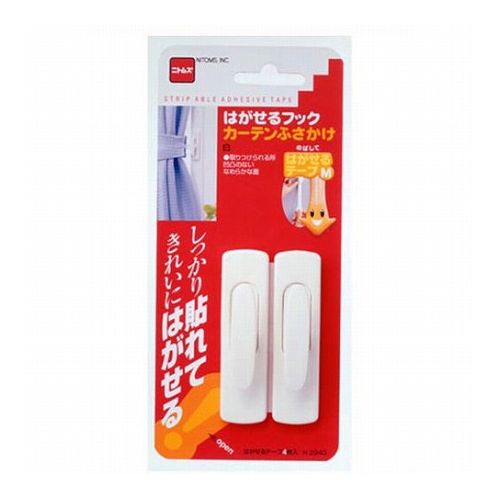 はがせるフック カーテンふさかけ 白○しっかり貼れてきれいにはがせる。○だからつけかえもでき、安心!商品サイズ(約) : 22×20×75mm制限荷重 : -個装サイズ : 100×180×24mm個装重量 : 27gABS樹脂、合成ゴム系粘着剤取りつけタイプ : はがせる粘着【代引きについて】こちらの商品は、代引きでの出荷は受け付けておりません。【送料について】北海道、沖縄、離島は送料を頂きます。