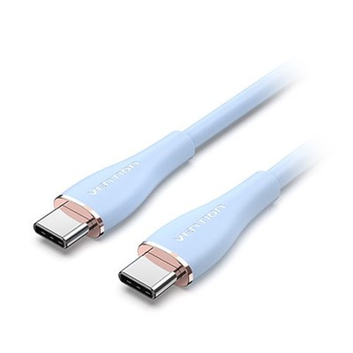 VENTION 100W PD USB 2.0 C-Type to C-Type 急速充電ケーブル シリコンタイプ eMarke対応 2m ライトブルー TA-8753 パソコン周辺機器(代引不可)